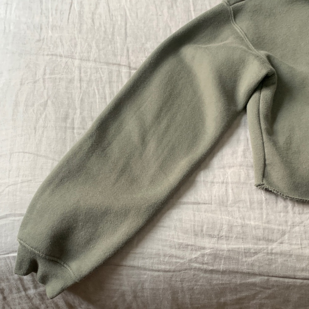 There is No Planet B Olive Green Cropped Hoodie with Environmental Print - Picture 8 of 10